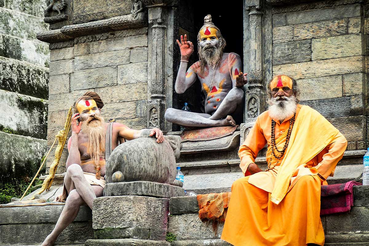 Sadhus In Pasupatinath Temple Kathmandu